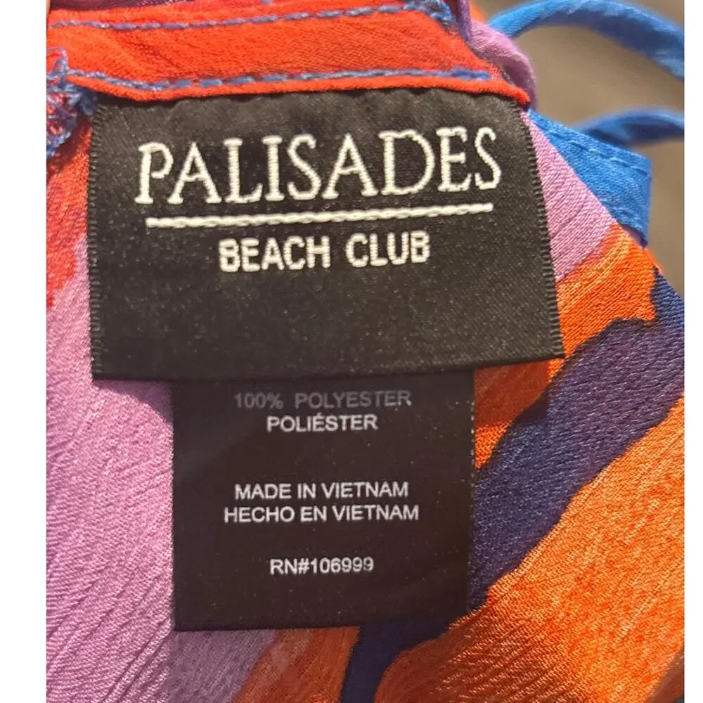 Palisades Beach Club Size XL/XXL Sheer Swimsuit Cover-Up Tassels Multicolor